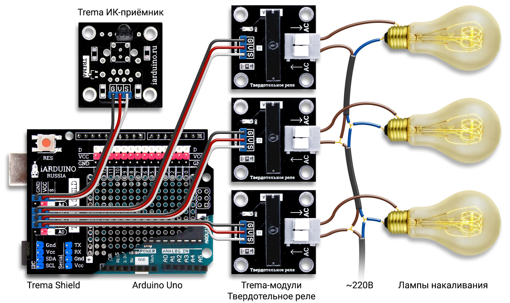 Схема управления освещением на Arduino через ИК-пульт